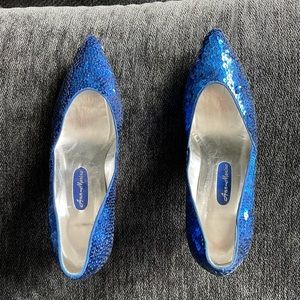 Blue Sequin Heels